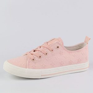 Nude tenisówki damskie Big Star Ll274224. Trampki Big Star, bez wzorów, z koronki, bez zapięcia. Za 119,80 zł.