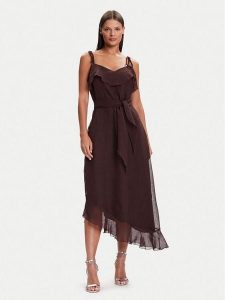 Vero Moda Sukienka koktajlowa Sabrina 10344471 Brązowy Regular Fit. Brązowe kombinezony Vero Moda, xs, bez wzorów, z syntetyku, wizytowe, bez kołnierzyka, bez ramiączek. Za 259,99 zł.