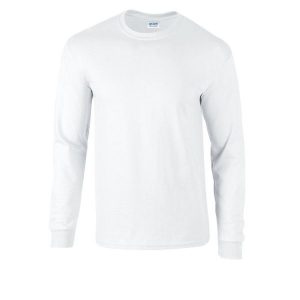 Ultra Bawełniana Koszulka Z Długim Rękawem Dla Dorosłych Unisex. Białe bluzki GILDAN, xl, bez wzorów, z bawełny, sportowe, bez kołnierzyka, bez ramiączek. Za 76,99 zł.