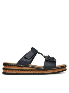 Rieker Klapki CEO-62936-14 Granatowy. Niebieskie klapki Rieker, bez wzorów, bez obcasa. Za 299,99 zł.