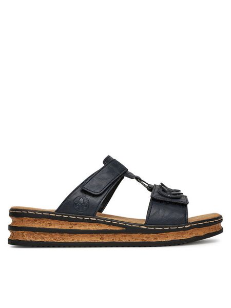 Rieker Klapki CEO-62936-14 Granatowy. Niebieskie klapki Rieker, bez wzorów, bez obcasa. Za 299,99 zł.