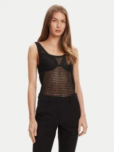 Guess Top W5YR29 Z37G0 Czarny Regular Fit. Czarne topy Guess, l, z aplikacjami, z syntetyku, bez kołnierzyka, bez ramiączek. Za 199,99 zł.