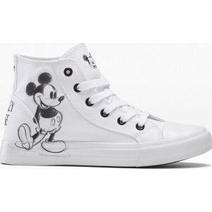Wysokie sneakersy Myszka Miki. Białe buty sportowe bonprix, bez wzorów, bez zapięcia. Za 159,99 zł.