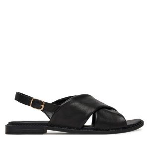 Sandały Lasocki. Czarne sandały Lasocki, bez wzorów, bez obcasa, na płaskiej podeszwie, bez zapięcia. Za 149,99 zł.