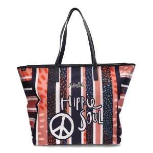 Pomarańczowa Duża Torba Plażowa Damska Anekke. Niebieskie shopper bag Anekke, bez wzorów, duże, bez dodatków. Za 189,00 zł.
