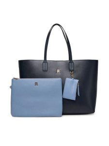 Tommy Hilfiger Torebka Th Icon AW0AW17667 Granatowy. Niebieskie shopper bag TOMMY HILFIGER, bez wzorów, ze skóry, bez dodatków. Za 519,99 zł.