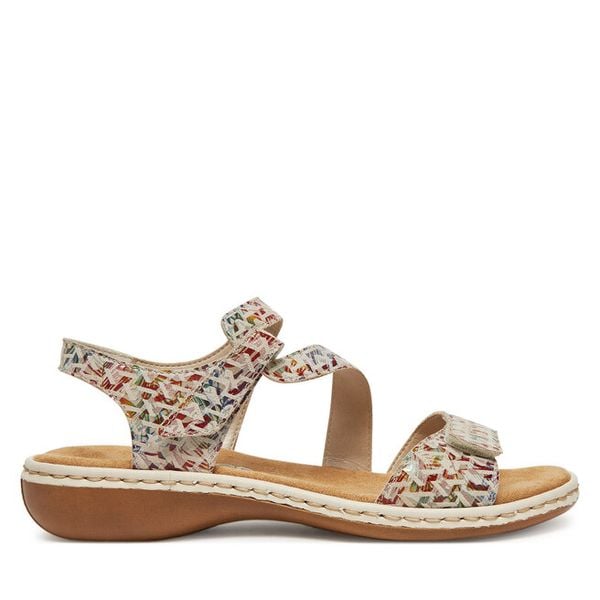 Sandały Rieker. Brązowe sandały Rieker, bez wzorów, bez obcasa, na płaskiej podeszwie, bez zapięcia. Za 255,99 zł.