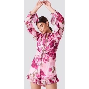 NA-KD Boho Kombinezon z rękawem z falbaną - Pink,Multicolor. Kombinezony marki NA-KD Boho. W wyprzedaży za 50,47 zł.