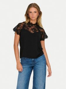 JDY Bluzka Lion 15335458 Czarny Regular Fit. Czarne bluzki JDY, xs, bez wzorów, z syntetyku, bez kołnierzyka, bez ramiączek. Za 49,99 zł.