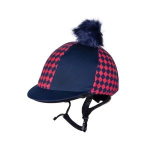 Czapka na kask jeździecki QHP Omaha. Niebieskie czapki QHP, bez wzorów, z elastanu. Za 146,50 zł.
