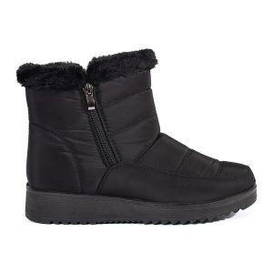 Czarne lekkie śniegowce damskie. Czarne buty zimowe bez obcasa, bez zapięcia. Za 151,58 zł.