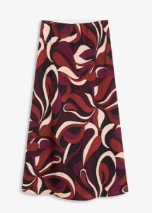 Spódnica midi z lejącej satyny. Czerwone spódnice bonprix, bez wzorów, z satyny, midi. Za 149,99 zł.