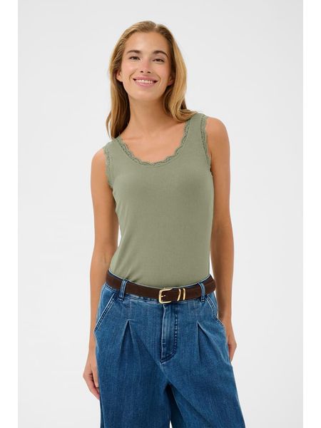 Kaffe Top w kolorze khaki rozmiar: XL. Brązowe topy Kaffe, xl, bez wzorów, bez kołnierzyka, bez ramiączek. Za 69,91 zł.