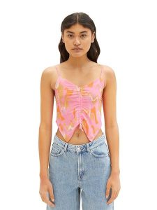 Tom Tailor Top w kolorze pomarańczowo-różowym rozmiar: XL. Różowe topy Tom Tailor, xl, bez wzorów, bez kołnierzyka, bez ramiączek. Za 26,38 zł.