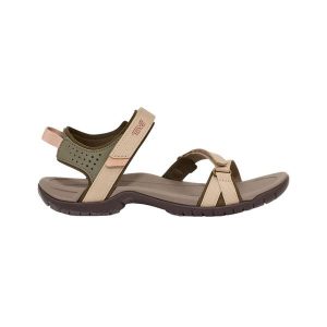 Sandały damskie Teva Verra. Brązowe buty trekkingowe Teva, bez wzorów, z materiału, bez obcasa, bez zapięcia. Za 399,00 zł.