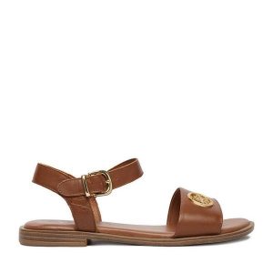 Sandały Beverly Hills Polo Club. Brązowe sandały Beverly Hills Polo Club, bez wzorów, bez obcasa, na płaskiej podeszwie, bez zapięcia. Za 249,99 zł.