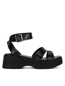 Lasocki Sandały WI23-NAGINA-05 Czarny. Czarne sandały Lasocki, bez wzorów, ze skóry, bez obcasa, na koturnie, bez zapięcia. Za 159,99 zł.