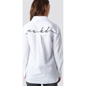 NA-KD Koszula oversize z haftem - White. Koszule marki NA-KD. W wyprzedaży za 60,97 zł.