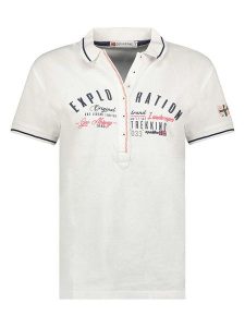 Geographical Norway Koszulka polo w kolorze białym rozmiar: XL. Białe bluzki Geographical Norway, xl, bez wzorów, z bawełny, bez kołnierzyka, bez ramiączek. Za 52,67 zł.