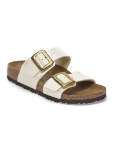 Birkenstock Klapki "Sydney" w kolorze złotym rozmiar: 40. Żółte klapki Birkenstock, bez wzorów, z otwartym noskiem, bez obcasa. Za 426,06 zł.