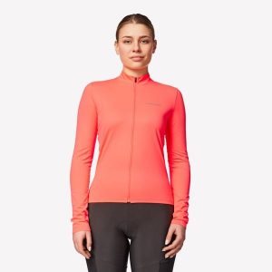 Bluza rowerowa damska Triban 100. Czerwone bluzy VAN RYSEL, na jesień, s, bez wzorów, z materiału, bez kaptura. Za 69,99 zł.