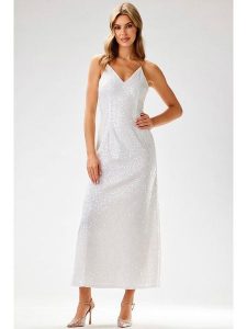 Awama Sukienka w kolorze białym rozmiar: XL. Białe sukienki Awama, na co dzień, xl, bez wzorów, bez kołnierzyka, bez ramiączek, maxi, proste. Za 154,99 zł.
