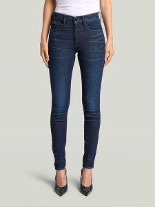 G-Star Dżinsy - Skinny fit - w kolorze granatowym rozmiar: W28/L32. Niebieskie jeansy G-Star, z aplikacjami, z podwyższonym stanem. Za 284,95 zł.