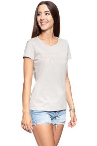 MUSTANG T SHIRT DAMSKI Alexia C Embro Dove 1009060 4025. Szare t-shirty Mustang, s, bez wzorów, bez kołnierzyka, bez ramiączek. W wyprzedaży za 39,99 zł.