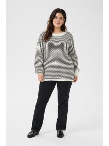 KAFFE curve Sweter w kolorze biało-czarnym rozmiar: S. Białe swetry oversize KAFFE curve, s, bez wzorów, bez ramiączek. Za 86,99 zł.