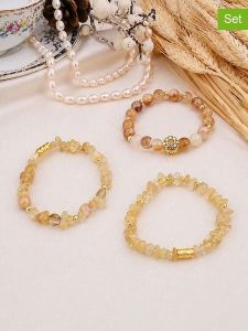 L'Atelier de Gaia Bransoletki (3 szt.) rozmiar: onesize. Brązowe bransoletki L'Atelier de Gaia, z cytrynem, z mosiądzu. Za 46,95 zł.