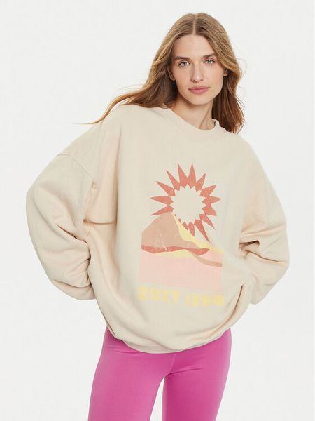 Roxy Bluza Lineup ERJFT04865 Beżowy Relaxed Fit. Brązowe bluzy Roxy, xs, bez wzorów, z bawełny, bez kaptura. Za 289,99 zł.