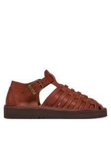 Fracap Sandały D025 Brązowy. Brązowe sandały Fracap, bez wzorów, ze skóry, bez obcasa, na płaskiej podeszwie, bez zapięcia. Za 499,99 zł.