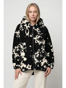 Alife and kickin Kurtka pluszowa "Jacqueline" w kolorze czarno-kremowym rozmiar: M. Czarne kurtki Alife and Kickin, m, bez wzorów, bez kaptura. Za 173,99 zł.