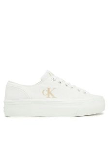 Calvin Klein Jeans Tenisówki Vulc Flatform Low Cv Mg YW0YW01763 Biały. Białe trampki Calvin Klein Jeans, bez wzorów, z jeansu, bez zapięcia. Za 189,99 zł.