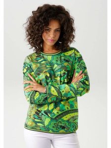 Aniston Bluza w kolorze zielonym rozmiar: 44. Zielone bluzy Aniston, bez wzorów, bez kaptura. Za 74,63 zł.