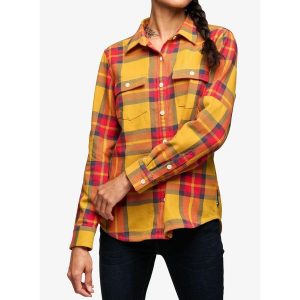 Koszula turystyczna damska Black Diamond Project Twill LS Shirt. Żółte koszule Black Diamond, bez wzorów, bez kołnierzyka, bez ramiączek. Za 314,99 zł.
