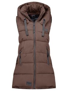 Geographical Norway Kamizelka pikowana "Dolbar" w kolorze ciemnobrązowym rozmiar: XL. Brązowe kamizelki Geographical Norway, xl, bez wzorów, bez kołnierzyka, bez ramiączek, bez kaptura. Za 192,33 zł.