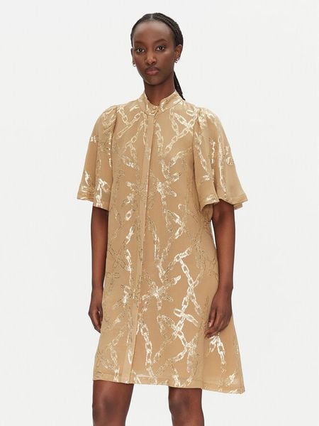 Bruuns Bazaar Sukienka koszulowa Philly BBW4552 Beżowy Loose Fit. Brązowe kombinezony Bruuns Bazaar, bez wzorów, z wiskozy, bez kołnierzyka, bez ramiączek. Za 409,99 zł.