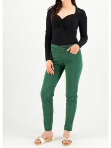 Blutsgeschwister Dżinsy - Slim fit - w kolorze zielonym rozmiar: S. Zielone jeansy Blutsgeschwister, z aplikacjami, z bawełny. Za 166,49 zł.