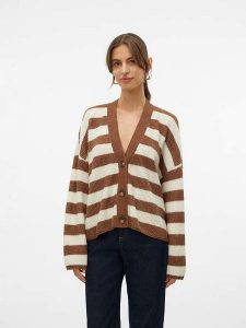 Vero Moda Kardigan w kolorze brązowo-kremowym rozmiar: M. Brązowe kardigany Vero Moda, m, bez wzorów, ze splotem, bez ramiączek. Za 57,06 zł.