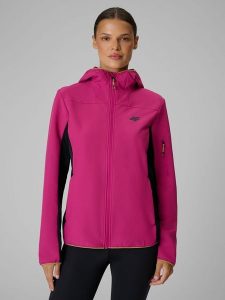 4F Kurtka softshell wiatroodporna damska - różowa S. Czerwone kurtki 4f, l, bez wzorów, z materiału, bez kaptura. Za 399,99 zł.