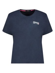 Geographical Norway Koszulka w kolorze granatowym rozmiar: XXL. Niebieskie bluzki Geographical Norway, xxl, bez wzorów, z bawełny, bez kołnierzyka, bez ramiączek. Za 57,06 zł.