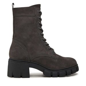 Botki Tamaris. Szare botki Tamaris, bez wzorów, bez obcasa, na słupku, bez zapięcia. Za 369,99 zł.
