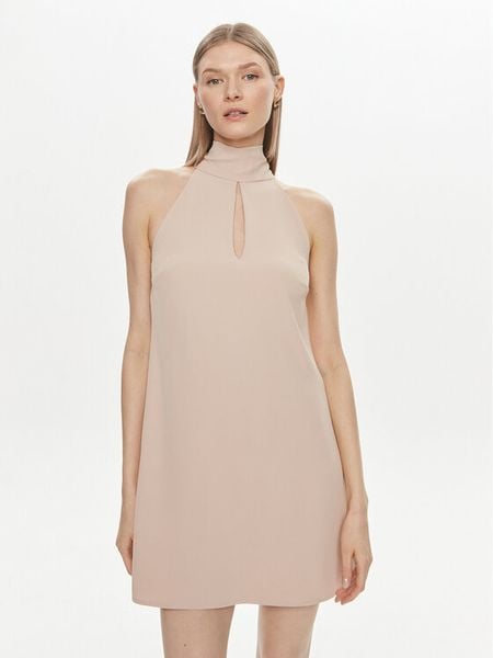 Kontatto Sukienka koktajlowa NO205C Beżowy Regular Fit. Brązowe kombinezony Kontatto, bez wzorów, z syntetyku, wizytowe, bez kołnierzyka, bez ramiączek. Za 289,99 zł.