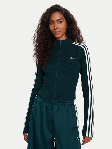 Adidas Spodnie dresowe adicolor Satin JV7511 Zielony Wide Leg. Zielone spodnie dresowe ADIDAS, bez wzorów, z dresówki. Za 299,99 zł.