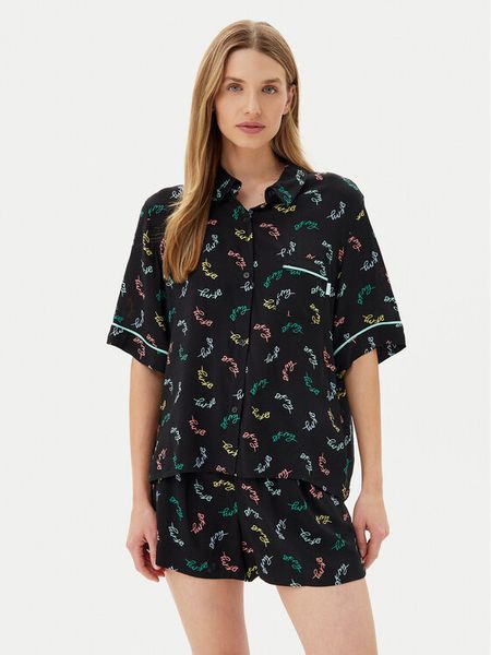 DKNY Piżama YI50005 Czarny Regular Fit. Czarne piżamy DKNY, bez wzorów, z wiskozy, bez ramiączek. Za 339,99 zł.