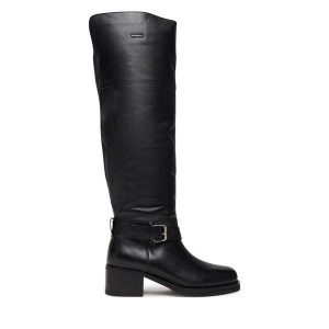 Kozaki Bronx. Czarne kozaki Bronx, bez wzorów, bez obcasa, na słupku, bez zapięcia. Za 749,99 zł.