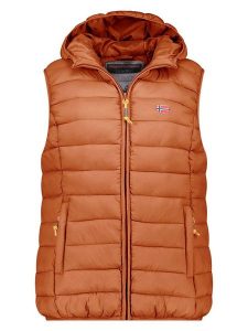 Geographical Norway Kamizelka pikowana "Vatikolor" w kolorze jasnobrązowym rozmiar: S. Brązowe kamizelki Geographical Norway, s, bez wzorów, bez kołnierzyka, bez ramiączek, bez kaptura. Za 113,99 zł.