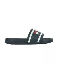 Klapki damskie Fila Morro Bay Slipper. Niebieskie klapki Fila, bez wzorów, z materiału, bez obcasa. Za 110,68 zł.