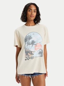 Roxy T-Shirt ERJZT06023 Beżowy Regular Fit. Brązowe t-shirty Roxy, s, bez wzorów, z bawełny, bez kołnierzyka, bez ramiączek. Za 159,99 zł.